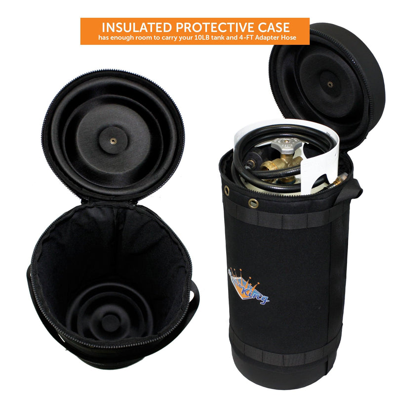 Load image into Gallery viewer, Flame King Propane Gas Hauler Kit 10lb Propane Tank, Adapter Hose and Insulated Protective Carry Case
