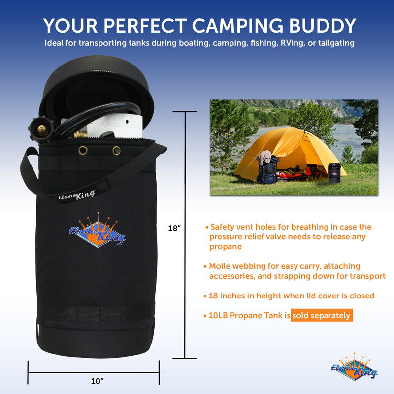 Load image into Gallery viewer, Flame King Propane Gas Hauler Kit-Insulated Protective Carry Case for 10lb Propane Tank plus Adapter Hose
