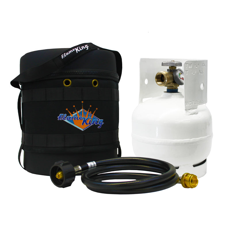 Load image into Gallery viewer, Flame King Propane Gas Hauler Kit 3lb Empty Propane Tank, Adapter Hose and Insulated Protective Carry Case
