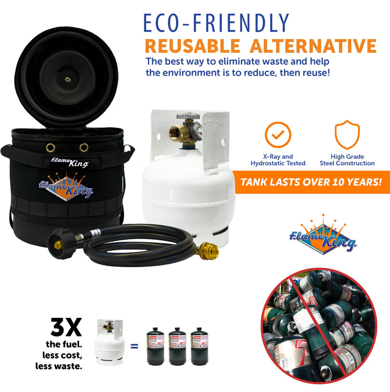 Load image into Gallery viewer, Flame King Propane Gas Hauler Kit 3lb Empty Propane Tank, Adapter Hose and Insulated Protective Carry Case
