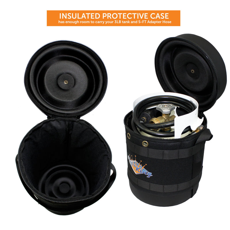 Load image into Gallery viewer, Flame King Propane Gas Hauler Kit 3lb Empty Propane Tank, Adapter Hose and Insulated Protective Carry Case
