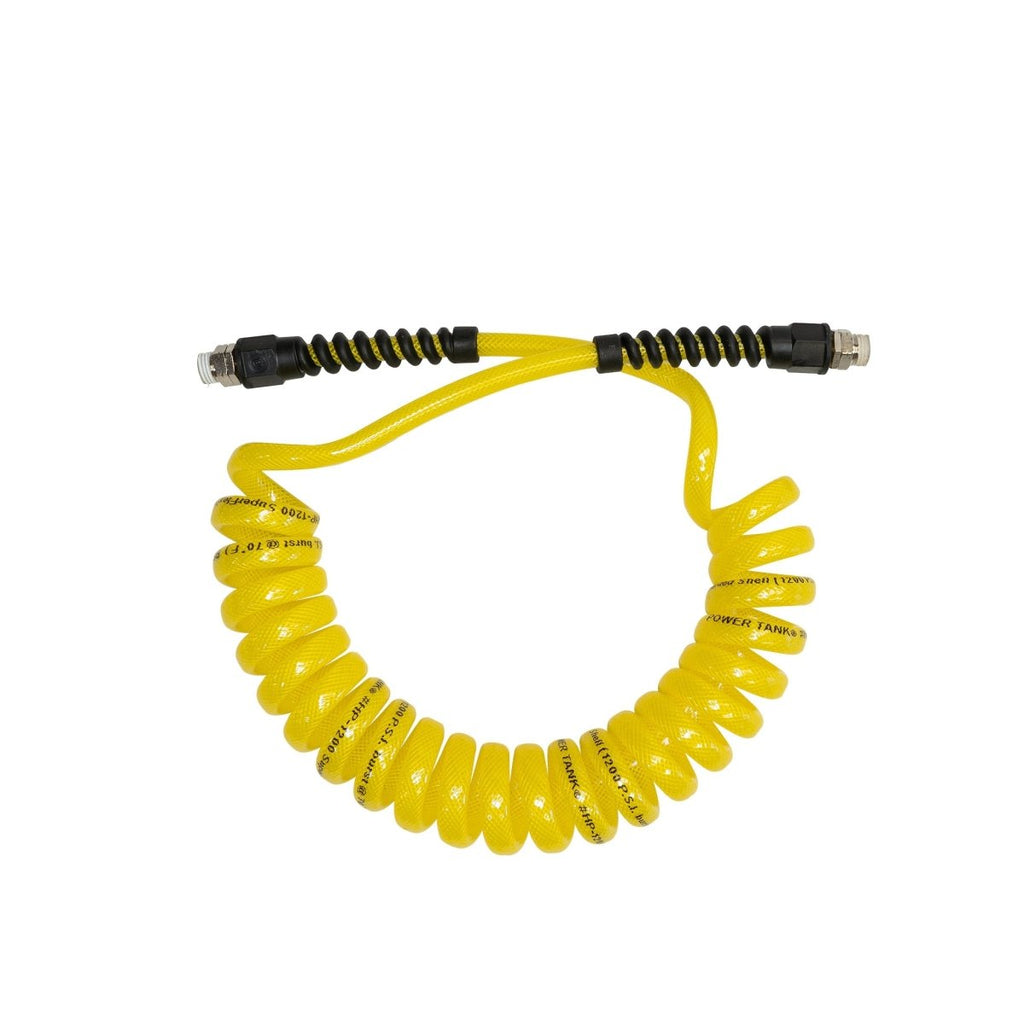 Air Hose 10 ft. Coiled 1/4" NPT Male Thread Superflex High Pressure Yellow Power Tank - Trail and Timber Co