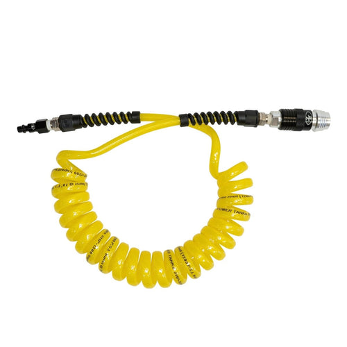 Air Hose 10 ft. Coiled 1/4" NPT Male Thread Superflex High Pressure Yellow Power Tank - Trail and Timber Co