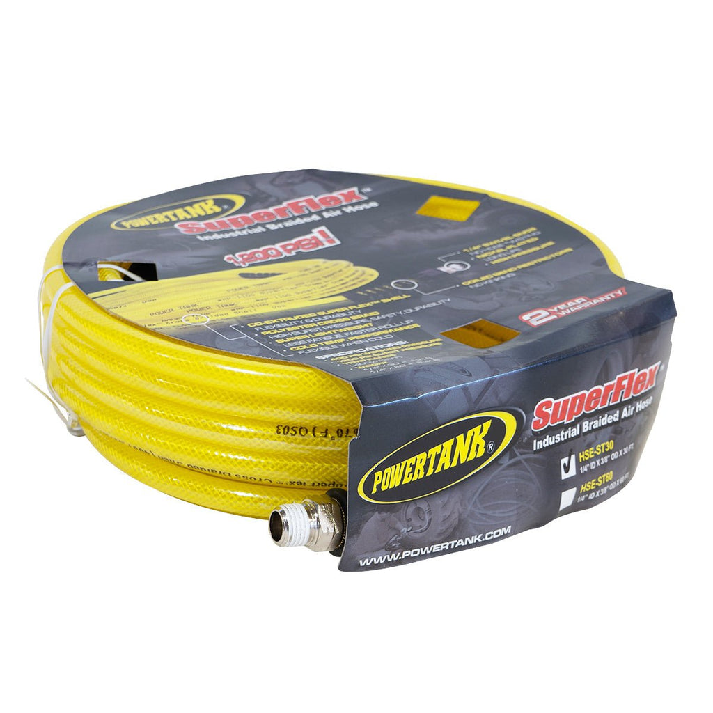 Air Hose 30 ft. Straight 1/4" NPT Male Thread Superflex High Pressure Yellow Power Tank - Trail and Timber Co