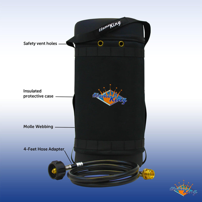 Load image into Gallery viewer, Flame King Propane Gas Hauler Kit 10lb Propane Tank, Adapter Hose and Insulated Protective Carry Case
