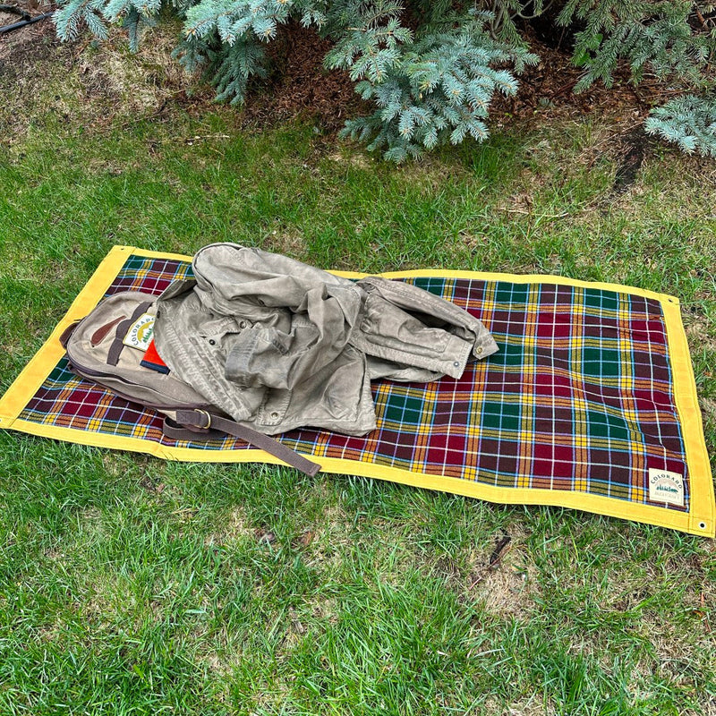 Load image into Gallery viewer, Large Waxed Canvas and Tartan Wool Lined Bushcraft Ground Cloth
