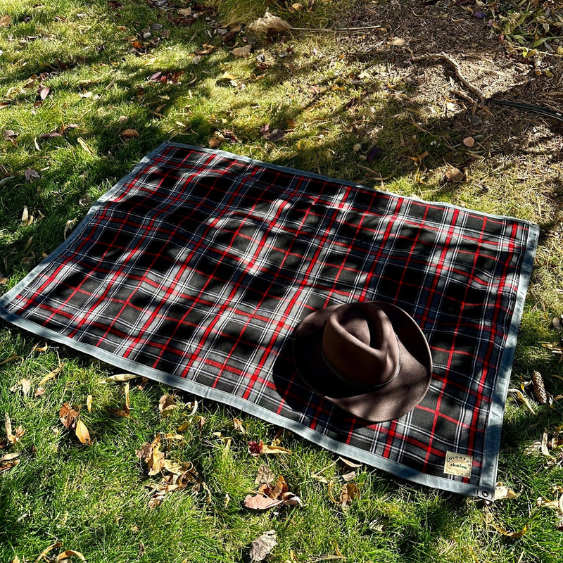 Load image into Gallery viewer, Extra Large Waxed Canvas and Tartan Wool Lined Bushcraft Ground Cloth
