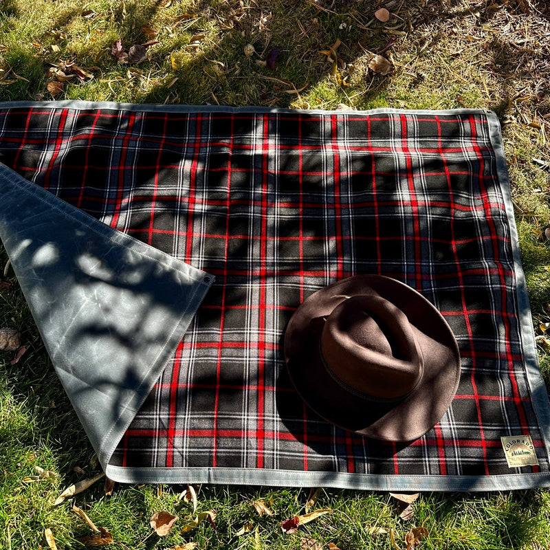 Load image into Gallery viewer, Extra Large Waxed Canvas and Tartan Wool Lined Bushcraft Ground Cloth
