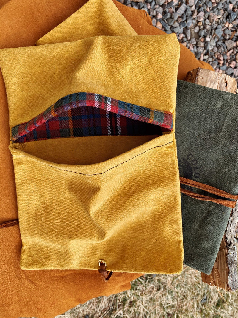 Load image into Gallery viewer, Handmade Waxed Canvas Bushcraft Roll Pouch For Pipe Tobacco Stove EDC  (Various Colors)
