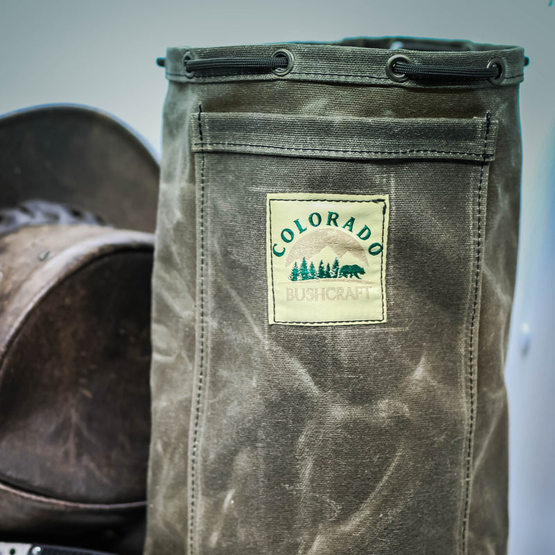 Load image into Gallery viewer, Extra Large Extra Wide Waxed Canvas Round Bottom Bushpot Bag Bushcraft Survival Camping
