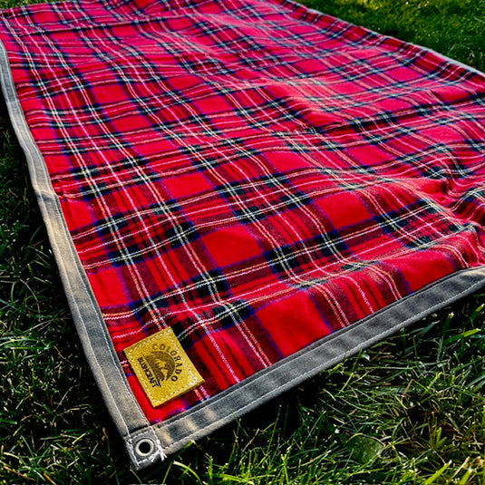 Extra Large Heavy Duty Waxed Canvas and Tartan Wool Lined Bushcraft Ground Cloth