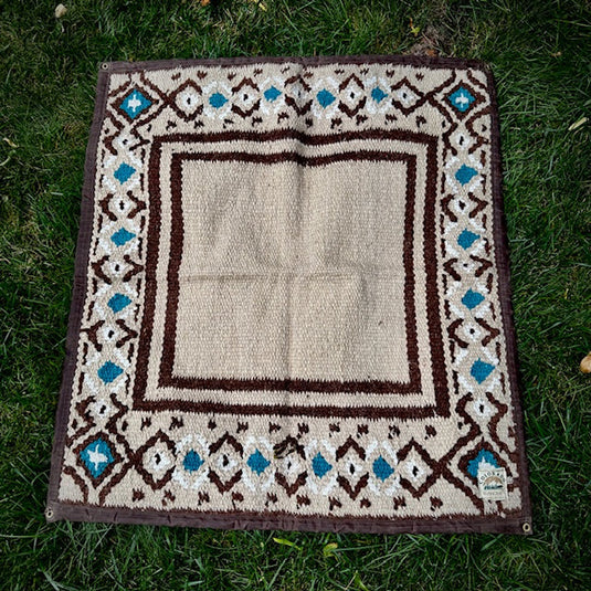 Large Waxed Canvas and Handwoven Apache Wool Blanket Lined Bushcraft Ground Cloth