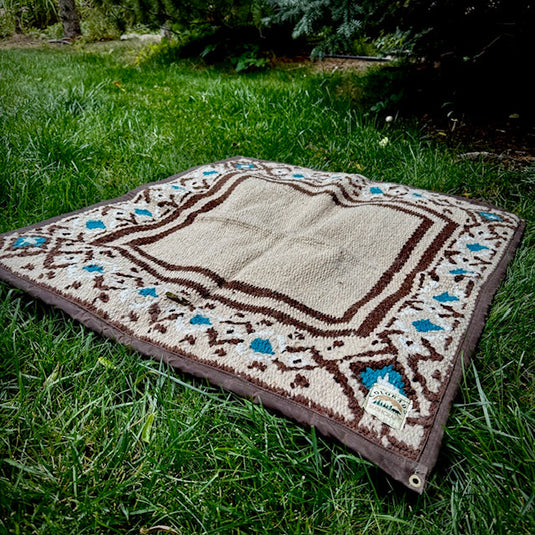 Large Waxed Canvas and Handwoven Apache Wool Blanket Lined Bushcraft Ground Cloth