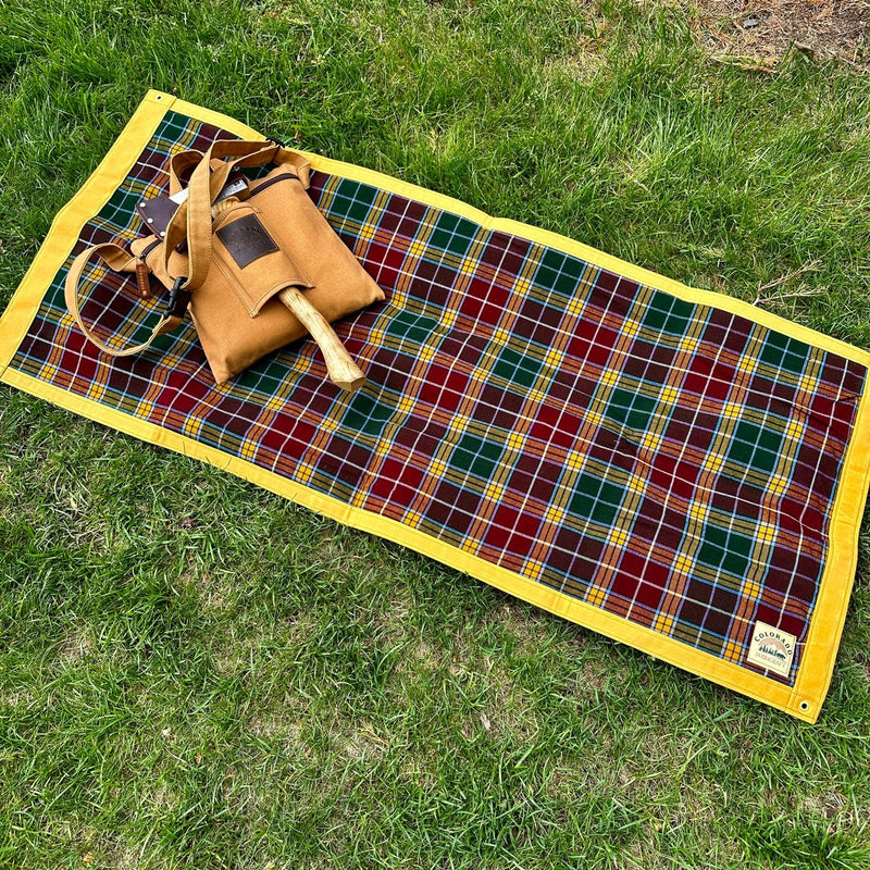 Load image into Gallery viewer, Large Waxed Canvas and Tartan Wool Lined Bushcraft Ground Cloth
