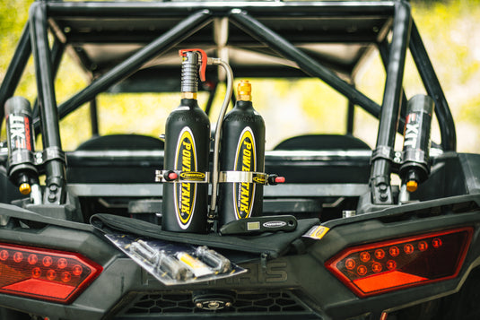 Double Barrel Bracket Power Shot Trigger - SXS Two Bottle CO2 Air Up System Power Tank