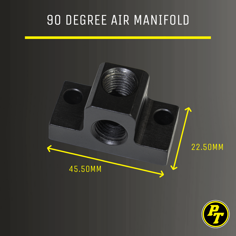 Load image into Gallery viewer, 90 Degree Air Manifold with mounting holes - 1/4 FNPT Female threads
