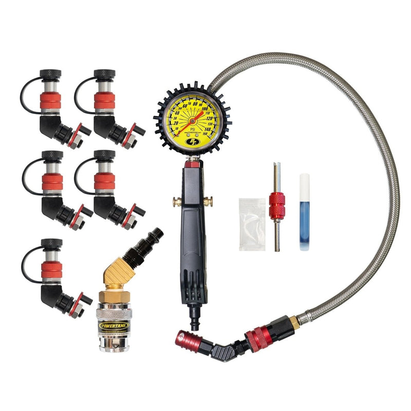 Load image into Gallery viewer, Monster Valve™ Primary - Standard Valve Stem Mount - 5 pack with Ventoso™ RED Tire Inflator Gauge - Trail and Timber Co
