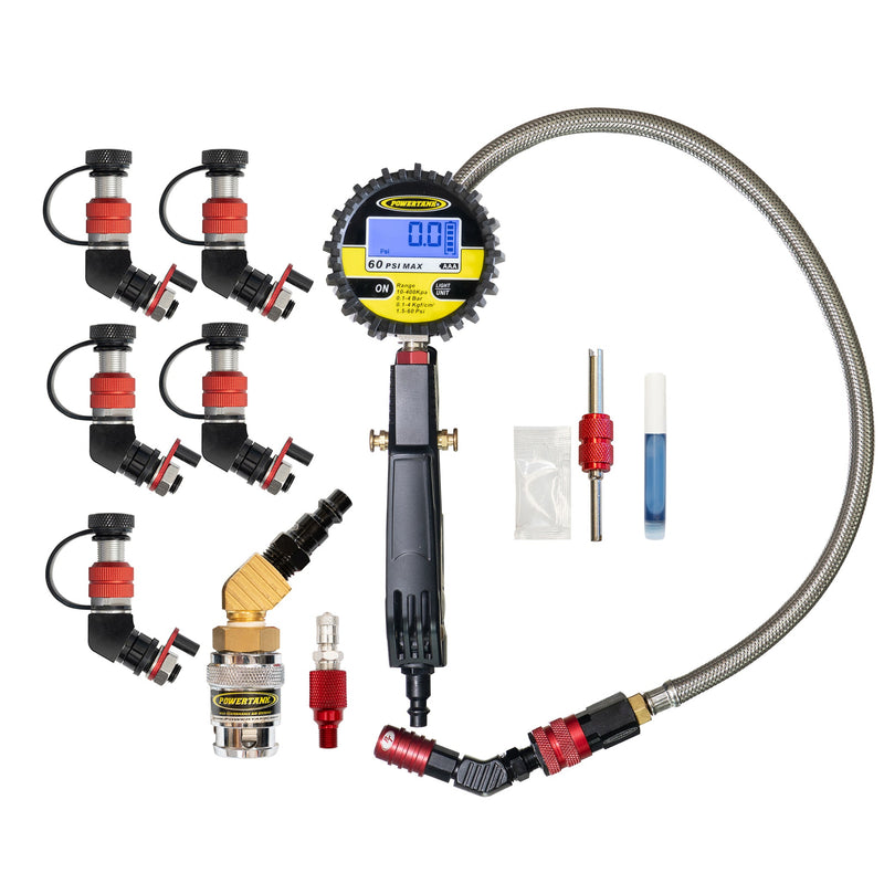 Load image into Gallery viewer, Monster Valve™ Primary - Standard Valve Stem Mount - 5 pack with Ventoso™ RED Tire Inflator Gauge
