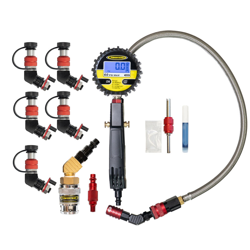 Load image into Gallery viewer, Monster Valve Primary - Standard Valve Stem Mount - 5 pack with Ventoso RED Tire Inflator Gauge
