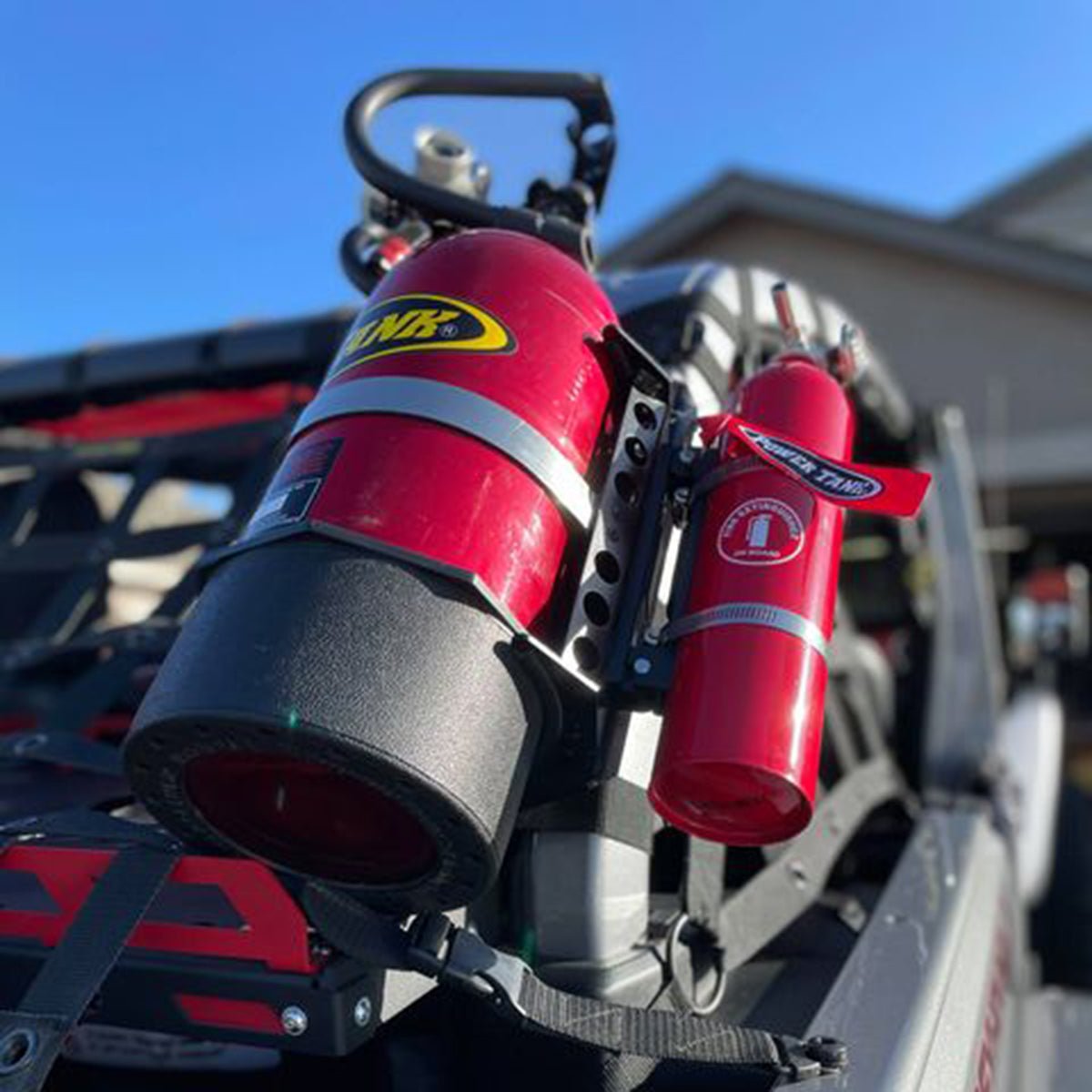 Quick - Release Bracket - 2.5 lb ABC Fire Exinguisher, Power Shot, Pro Eagle Phoenix CO2 Jack - Trail and Timber Co