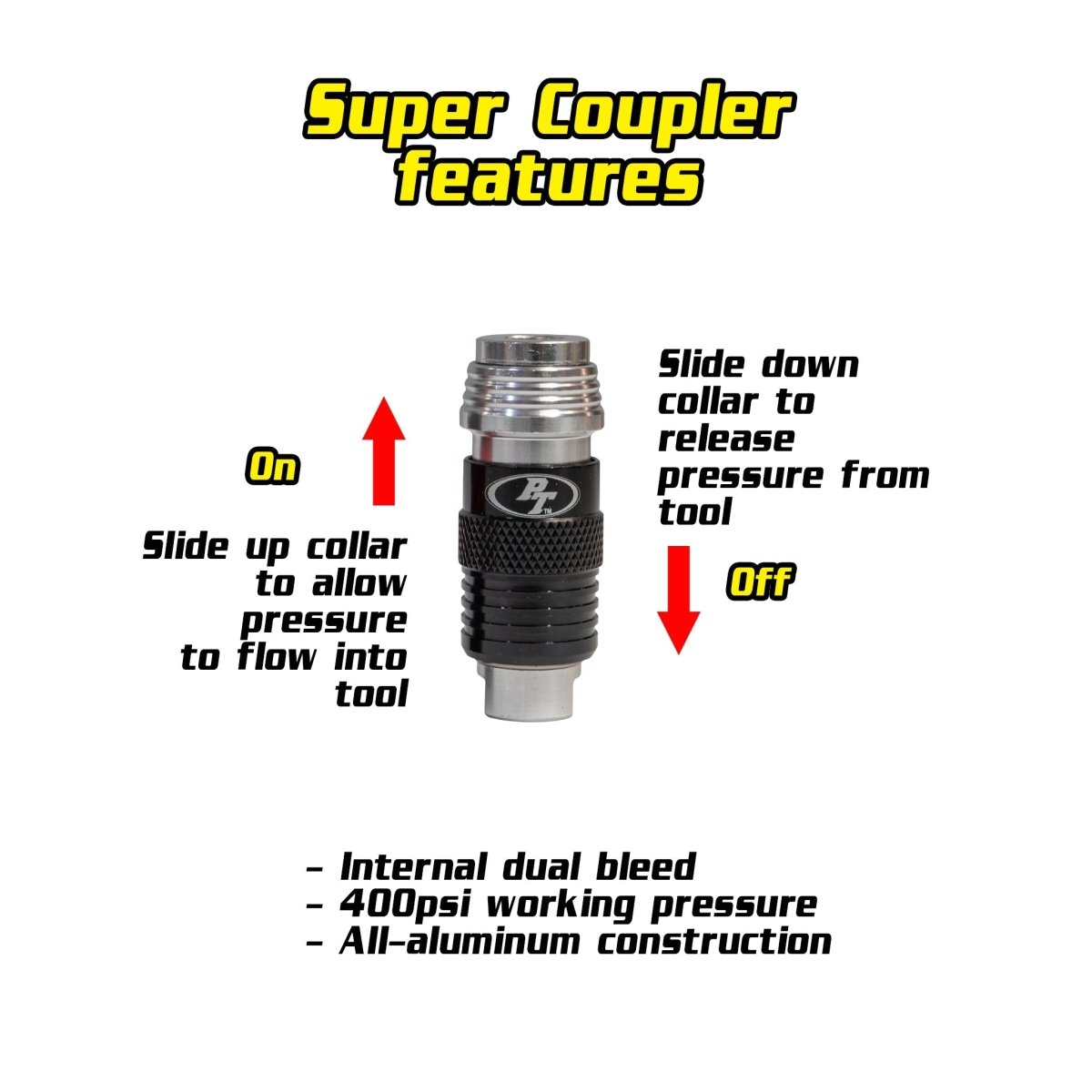 Universal Safety Super Coupler for 1/4 NPT Air Hose Power Tank - Trail and Timber Co