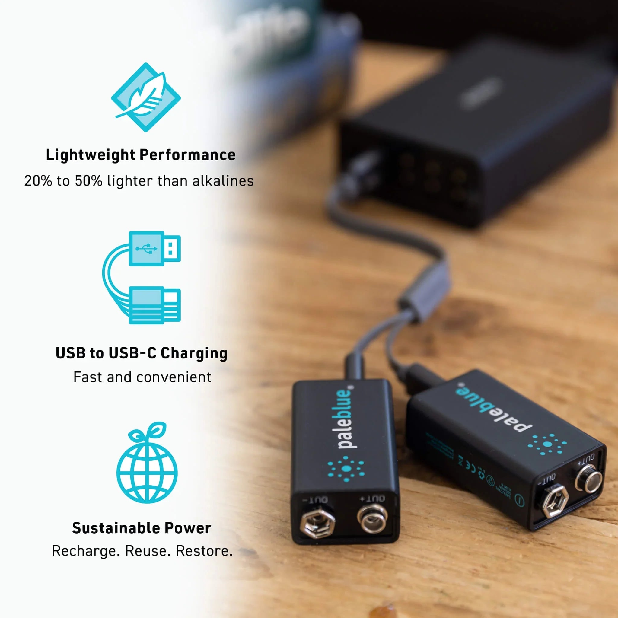 9V USB - C Rechargeable Batteries - Trail and Timber Co