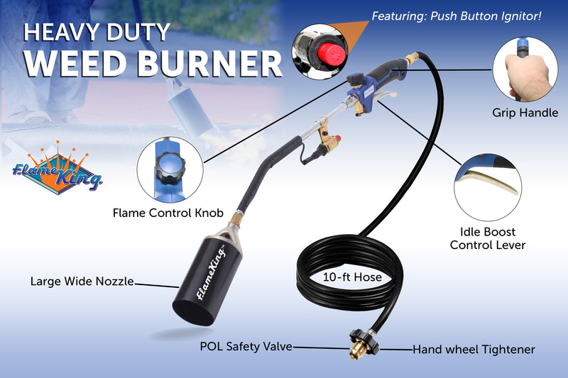 Load image into Gallery viewer, Flame King Auto Ignition Heavy Duty Propane Torch Weed Burner 340,000 BTU with Blast Trigger
