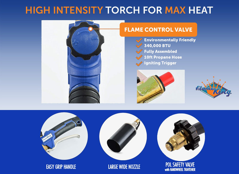 Load image into Gallery viewer, Flame King Auto Ignition Heavy Duty Propane Torch Weed Burner 340,000 BTU with Blast Trigger
