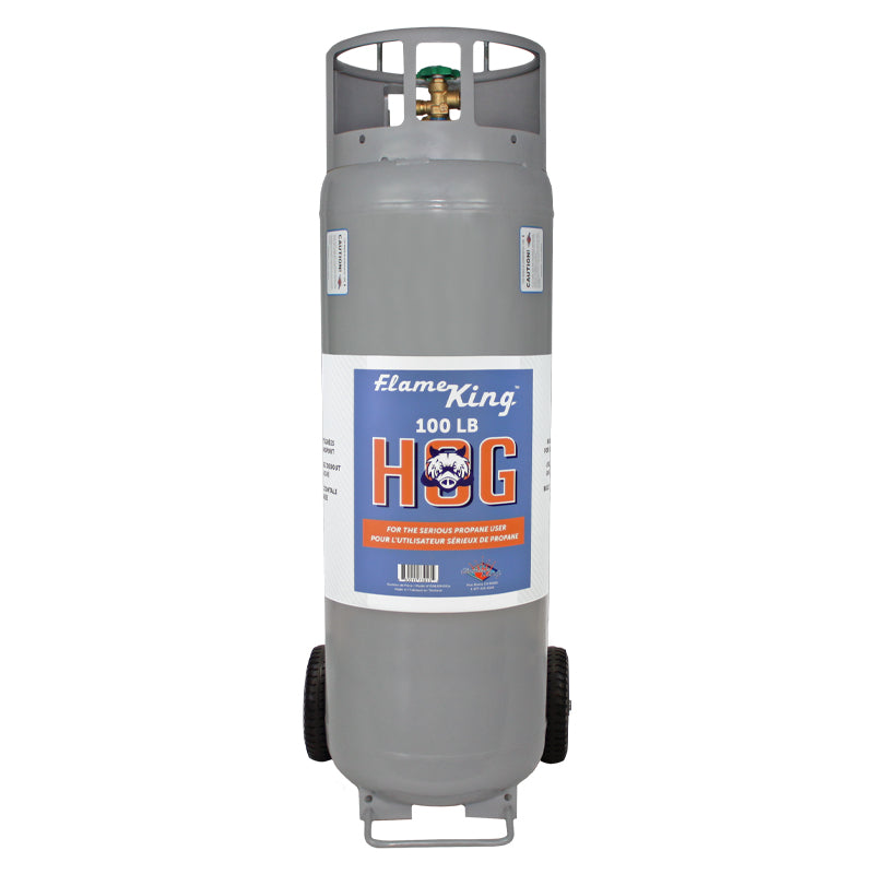 Load image into Gallery viewer, Flame King 100lb Empty Horizontal &amp; Vertical Propane Cylinder with POL &amp; Wheels
