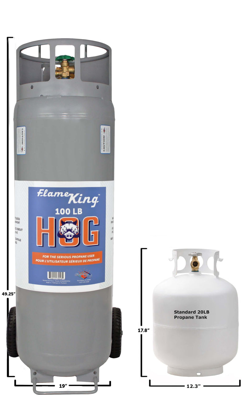 Load image into Gallery viewer, Flame King 100lb Empty Horizontal &amp; Vertical Propane Cylinder with POL &amp; Wheels
