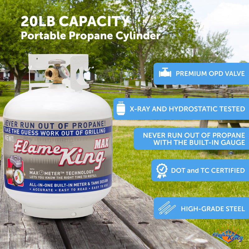 Load image into Gallery viewer, Flame King 20lb Propane Tank LP Cylinder with OPD &amp; Gauge
