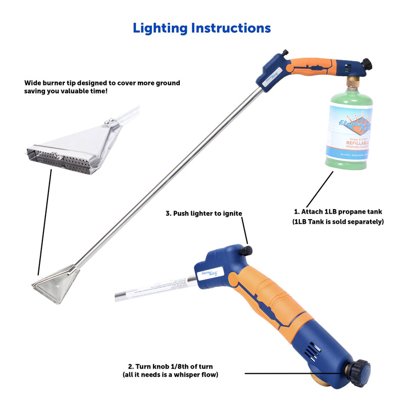 Load image into Gallery viewer, Flame King Propane Torch Wide Flame Weed Burner with Integrated Push Button Igniter
