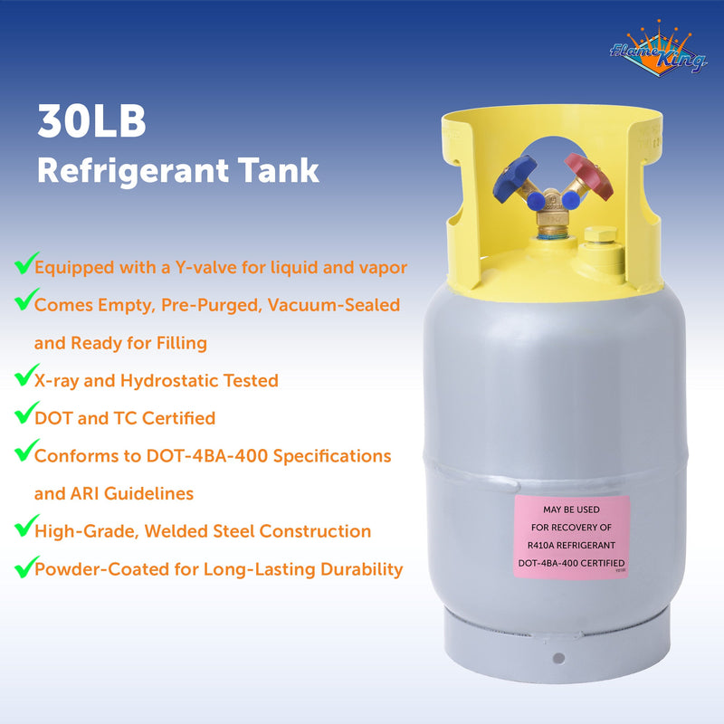 Load image into Gallery viewer, Flame King 30 lb Refrigerant Recovery Cylinder Tank with SCG Y-Valve
