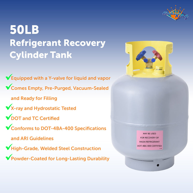 Load image into Gallery viewer, Flame King 50lb Refrigerant Cylinder Recovery Tank with SCG Y-Valve
