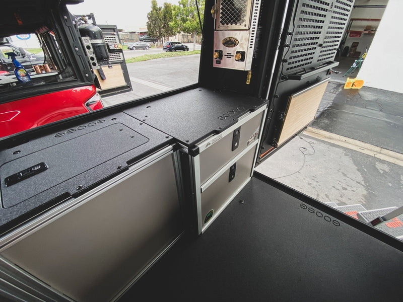 Load image into Gallery viewer, Alu-Cab Alu-Cabin Canopy Camper - Chevrolet Silverado 1500 / GMC Sierra 1500 2019-Present 4th Gen. - Rear Double Drawer Module
