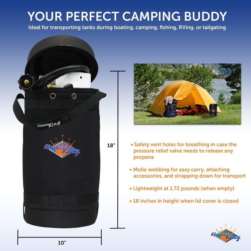 Load image into Gallery viewer, Flame King Propane Gas Hauler Kit 10lb Propane Tank, Adapter Hose and Insulated Protective Carry Case

