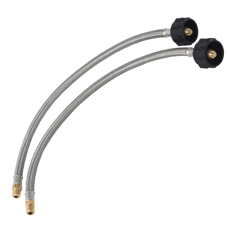 Load image into Gallery viewer, Flame King 1/4″ NPT Stainless Steel Braided Propane Pigtail Hose 2 Pack for RV Regulators, 18 inches
