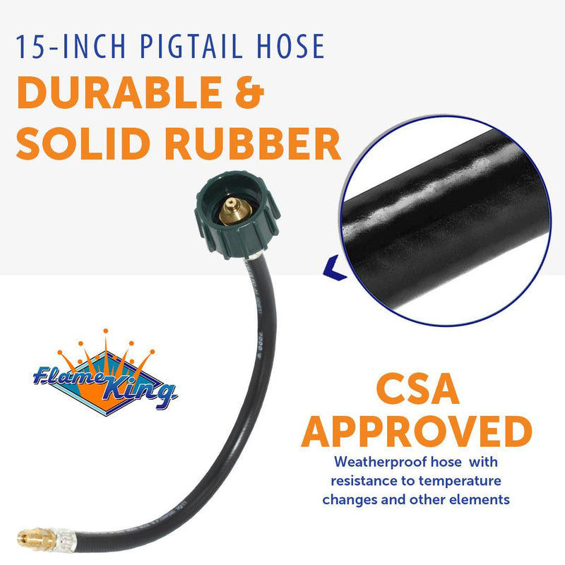 Load image into Gallery viewer, Flame King 15 Inch RV Or Trailer Propane Tank Pigtail Hose Connector
