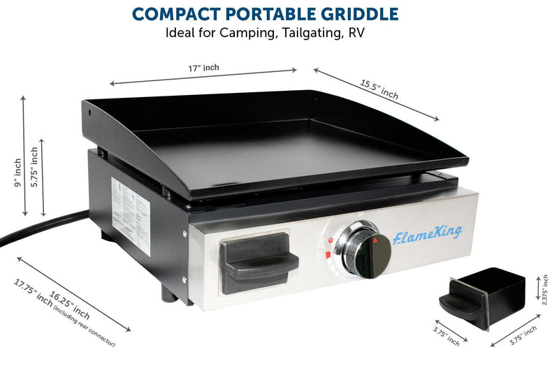 Load image into Gallery viewer, Flame King 17 inch LP Griddle with Small Regulator for RV pullout
