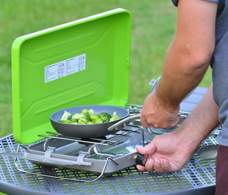 Load image into Gallery viewer, Flame King 2 Burner Portable Propane Gas Camping Stove Grill
