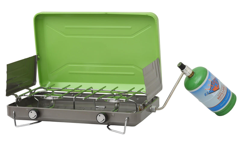 Load image into Gallery viewer, Flame King 2 Burner Portable Propane Gas Camping Stove Grill
