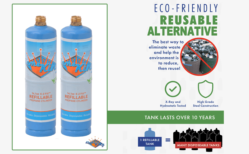 Load image into Gallery viewer, Flame King 2 Pack Eco Friendly Sustainable 1lb Refillable Propane Tank Welding LP Cylinder 14.1
