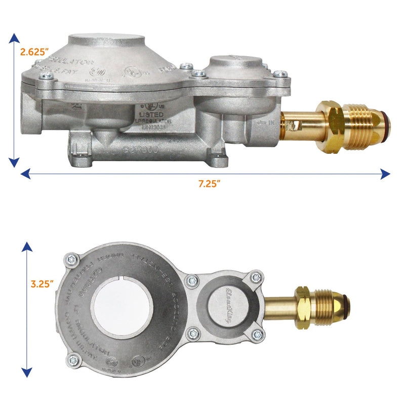 Load image into Gallery viewer, Flame King 2-Stage 300,000 BTU Propane LP Horizontal Super Compact Regulator
