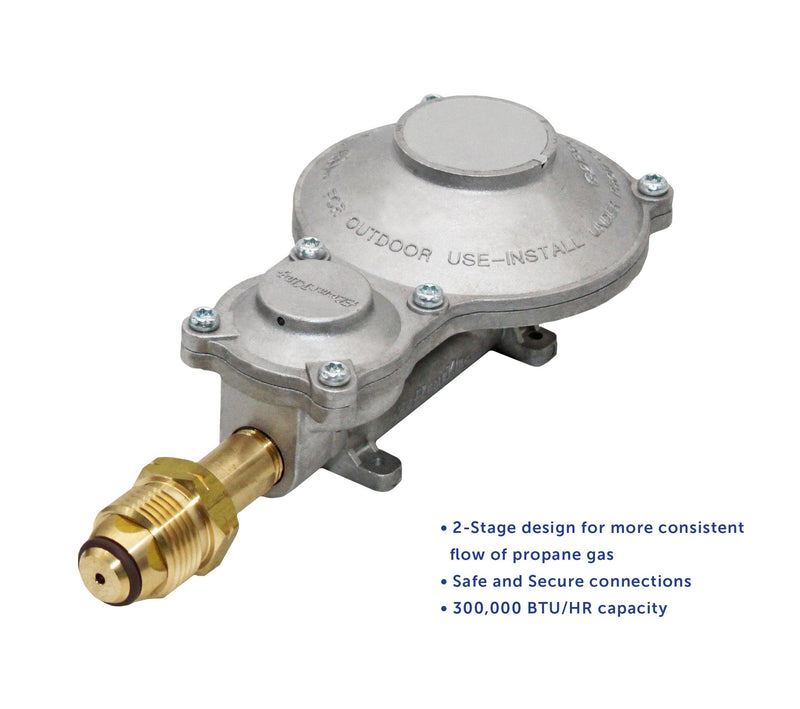 Load image into Gallery viewer, Flame King 2-Stage 300,000 BTU Propane LP Horizontal Super Compact Regulator
