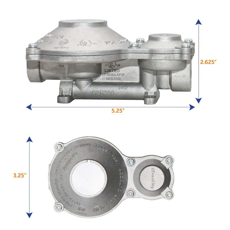 Load image into Gallery viewer, Flame King 2-Stage 300,000 BTU Propane LP Vertical Super Compact Regulator
