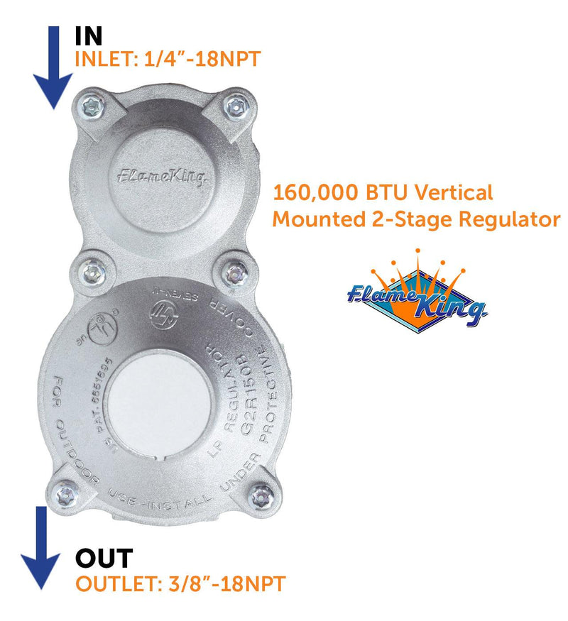Load image into Gallery viewer, Flame King 2-Stage 160,000 BTU Propane LP Vertical Super Compact Regulator
