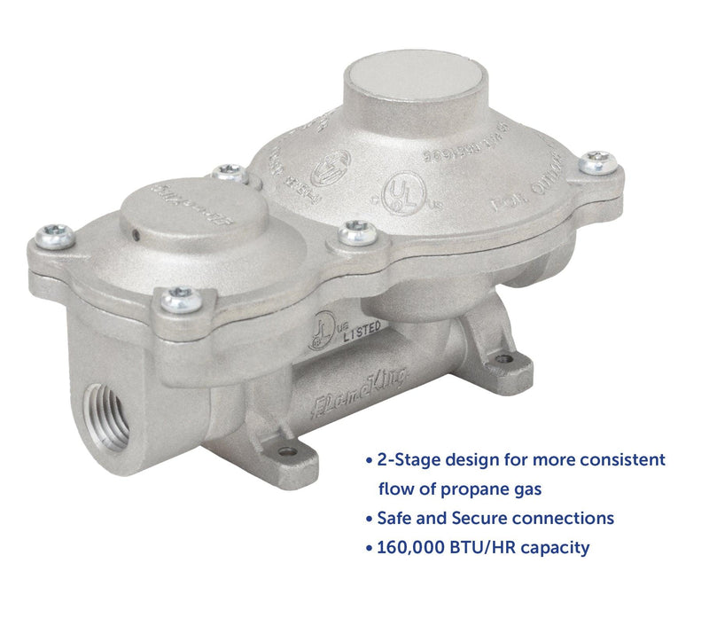Load image into Gallery viewer, Flame King 2-Stage 160,000 BTU Propane LP Vertical Super Compact Regulator
