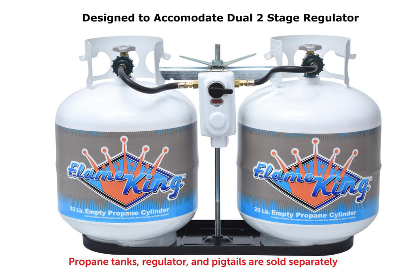 Load image into Gallery viewer, Flame King 20lb Rack for Dual Propane Tank RVs &amp; Trailers
