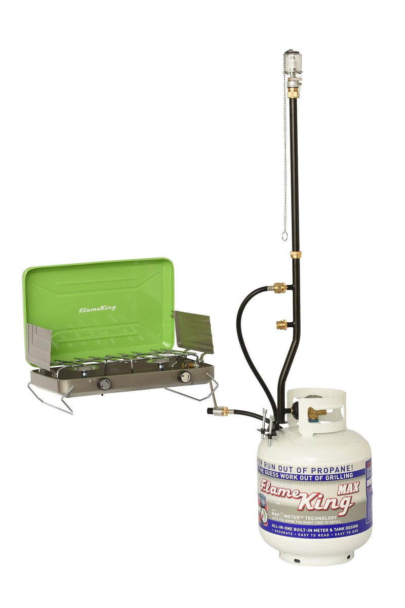 Load image into Gallery viewer, Flame King 3 Outlets Adapter 20 to 1LB Propane Tank Distribution Post Pole Tree Stem Stand
