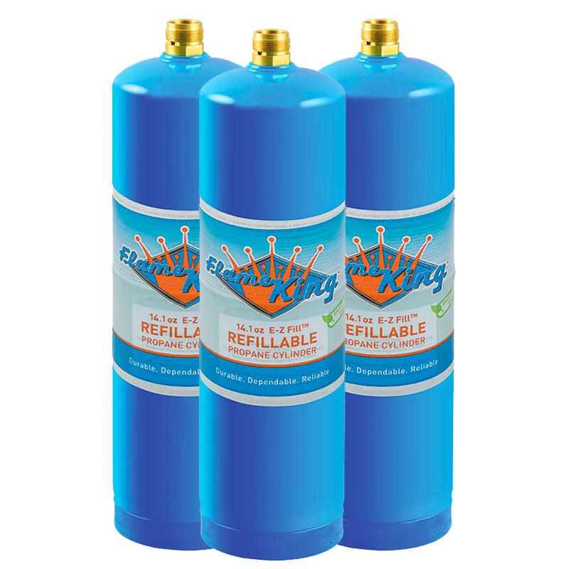 Load image into Gallery viewer, Flame King 3 Pack Eco Friendly Sustainable 1lb Refillable Propane Tank Welding LP Cylinder 14.1
